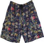 Navy Garden Handicraft Kantha Boho Bermudas