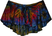 Cosmic Burst Ruffled Tie-Dye Hipster Skort