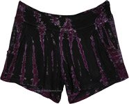 Gothic Purple Drip Tie-Dye Shorties with Pockets