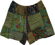 Forest Floor Shroom Hippie Patchwork Shorts