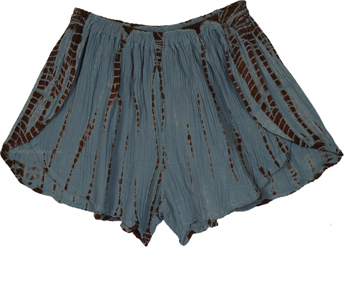 Dusty Blue Hand Dyed Linen Open Front Short