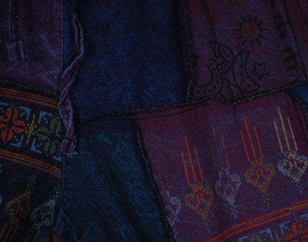 Plum Drift Block Print Boho Patchwork Shorts