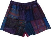 Plum Drift Block Print Boho Patchwork Shorts