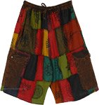 Rasta Mix Patchwork Cargo Relaxed Shorts