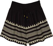 Midnight Zigzag Block-Print Cotton Shorts