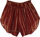 Terracotta Tie-Dye Boho Shorts with Pockets