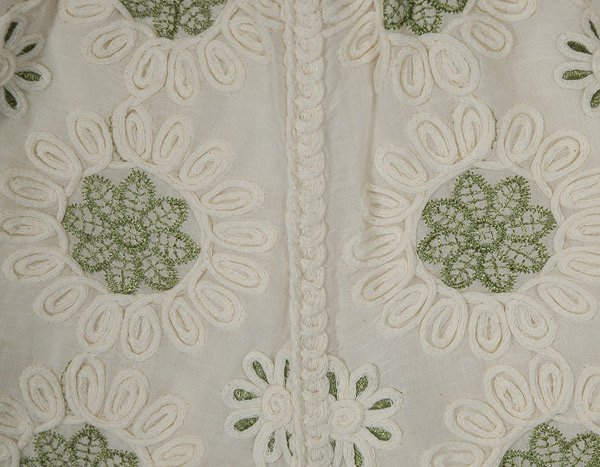 Cream Fern Floral Embroidered Crochet Shorts
