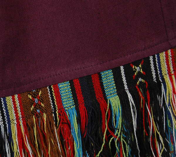 Mulberry Tribal Pocket Shorts with Woven Fringes