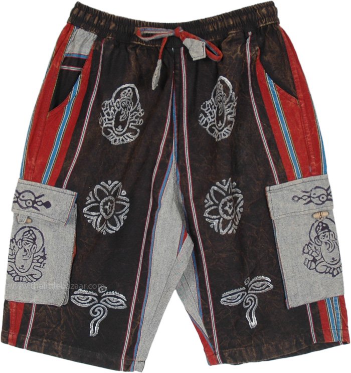 Dark Bohemian Unisex Cargo Shorts with Symbol Prints