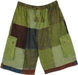 Zesty Lime Patchwork Shorts in Cotton