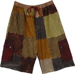 Earthy Patchwork Boho Good Vibes Shorts