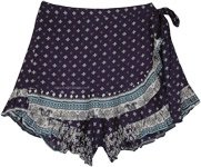 Pier Blue Wrap Shorts with Frills