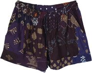 Elegant Blue Patchwork Shorts For Girls