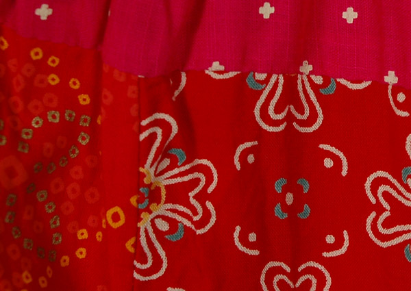 Passion Red Patchwork Festival Shorts For Girls