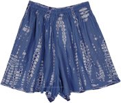 Royal Blue Tie Dye Boho Shorts with Pockets