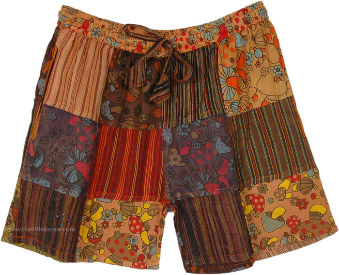 Grand Canyon Shroom Hippie Patchwork Shorts