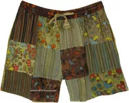 Wanderlust Shroom Hippie Patchwork Shorts