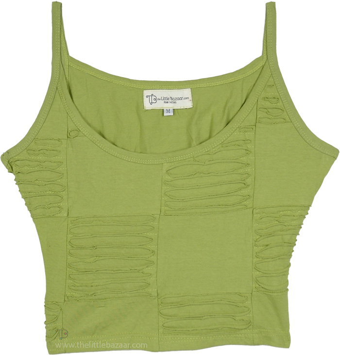 Lime Light Razor Cut Cotton Crop Cami Top