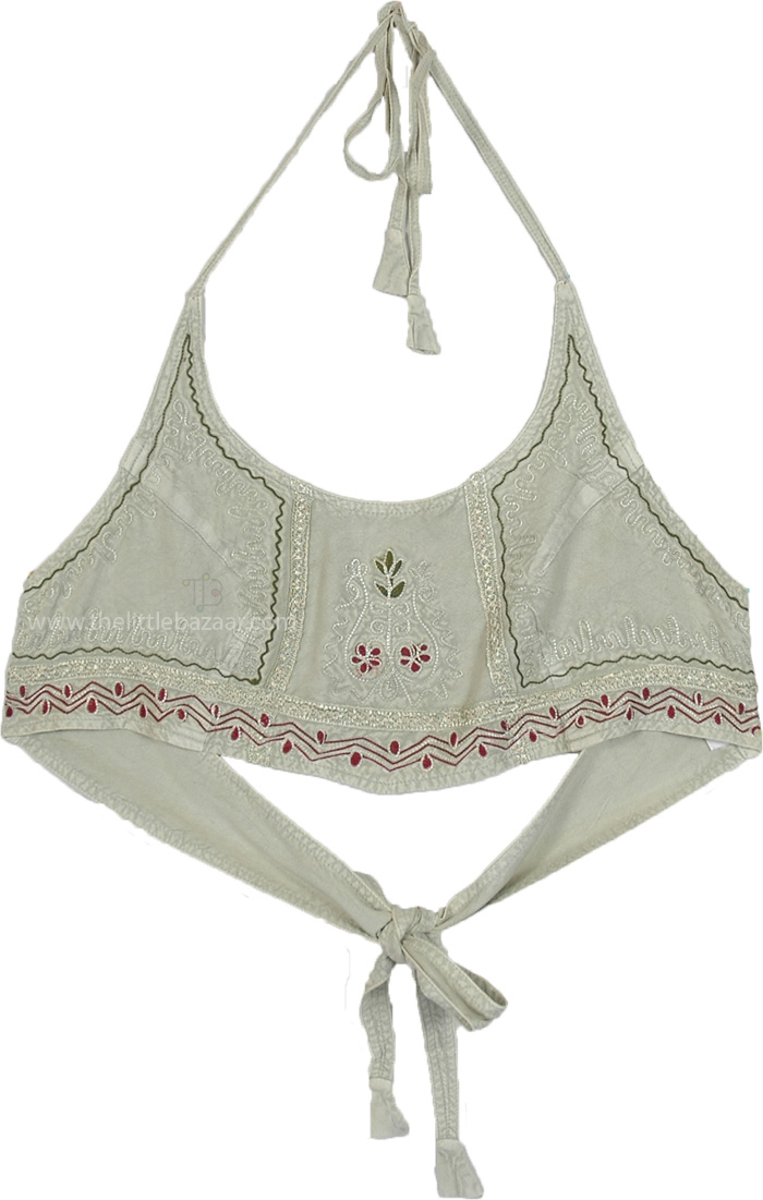 Vintage Summer Style Crop Top in Light Green, Pistachio Bohemian Halter Style Bralette Top