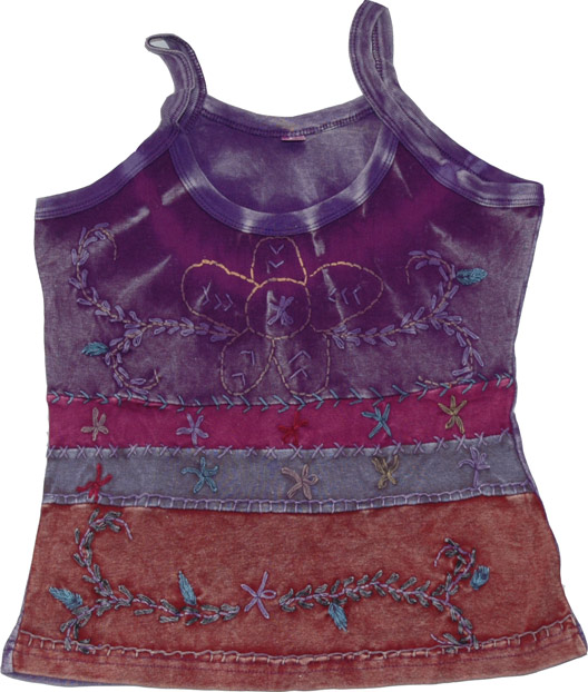 Wine Berry Summer Top With Embroidery