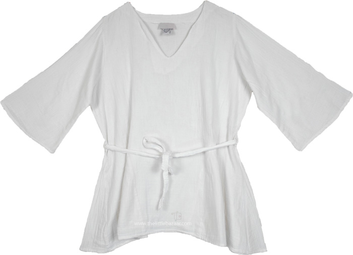 Cotton Cloud Relaxed Fit Belted Blouse