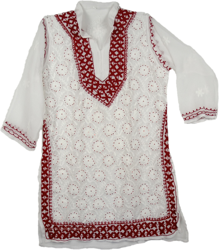 Embroidered Tunic Top Summer Shirt