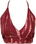 Maroon Cross Tie-Dye Halter Bralette Top