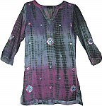 Womens Tunic Shirt Tie Dye Embroidered