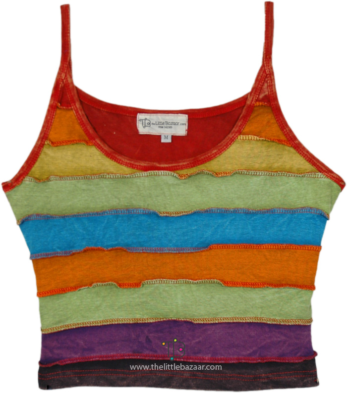Chromatic Panels Funky Cropped Tank Top