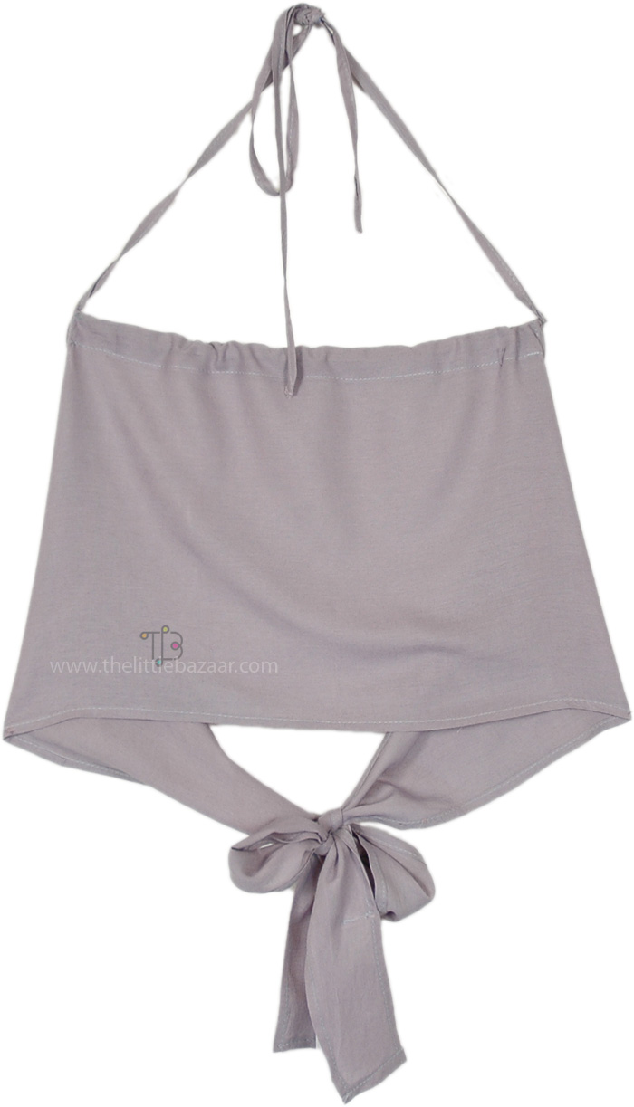 Chic Grey Halterneck Crop Top