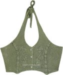 Green Belle Halter Short Crop Top