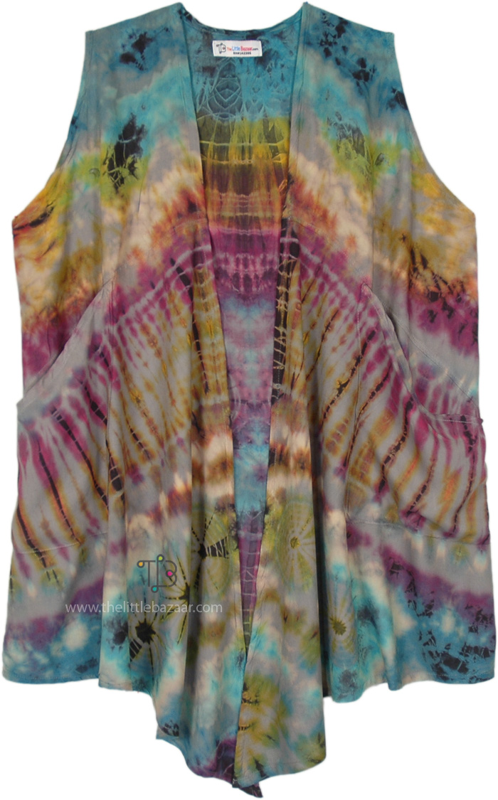 Ocean Mosaic Vibrant Tie-Dye Sleeveless Vest