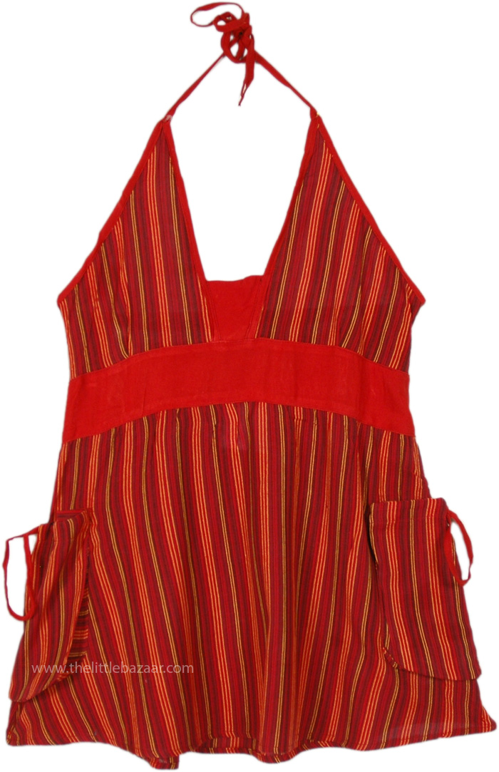 Red Forest Boho Halter Top