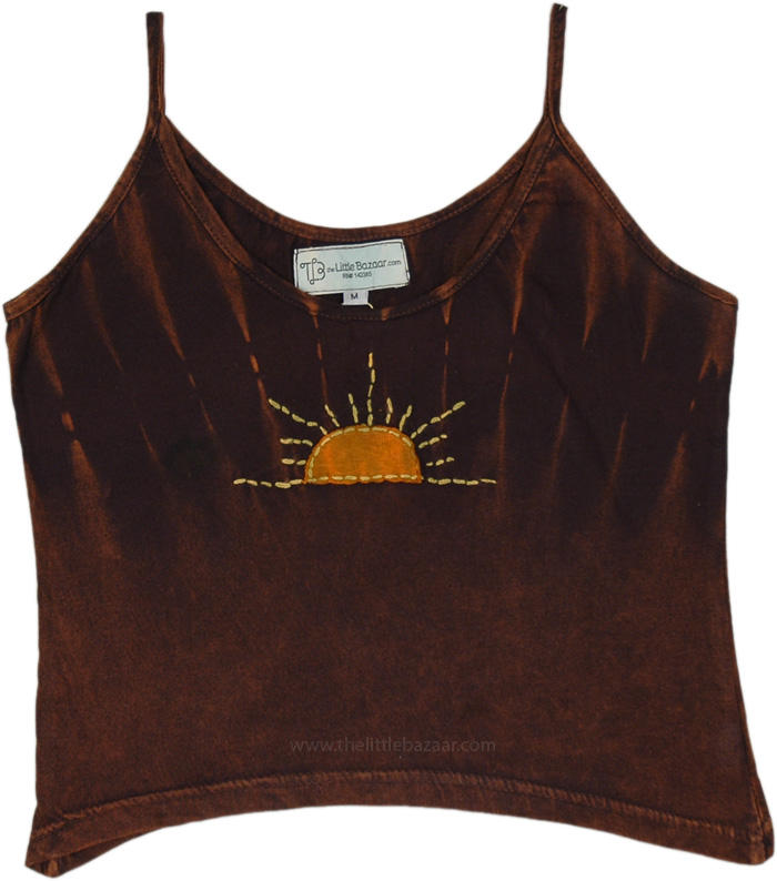 Sun Horizon Handmade Brown Boho Crop Top