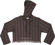 Black Birch Striped Cotton Cropped Hoodie