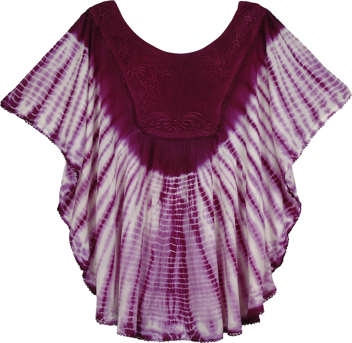 Mulberry Wood Tie Dye Poncho Top