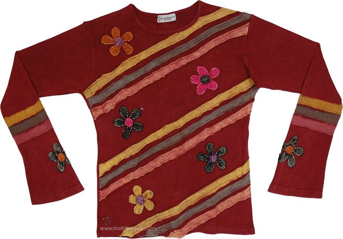 Crimson Garden Artisan Flower Girl Top