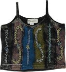 Forest Vine Embroidered Patchwork Crop Top
