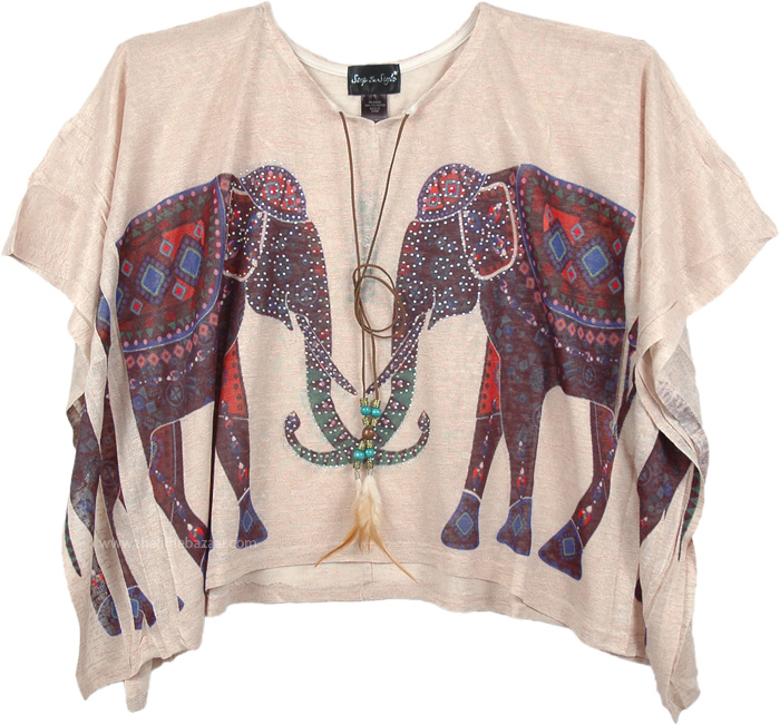 Indian Elephant Pattern Poncho Top