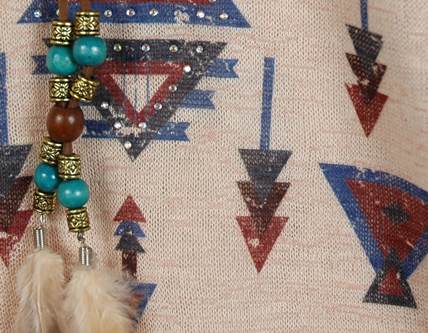 Embellished Azteca Pattern Poncho Top