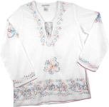 White Embroidered Tunic Top