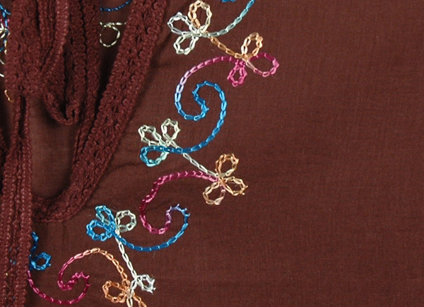 Congo Brown Embroidered Tunic Top