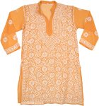 Princeton Orange Embroidered Sheer Tunic