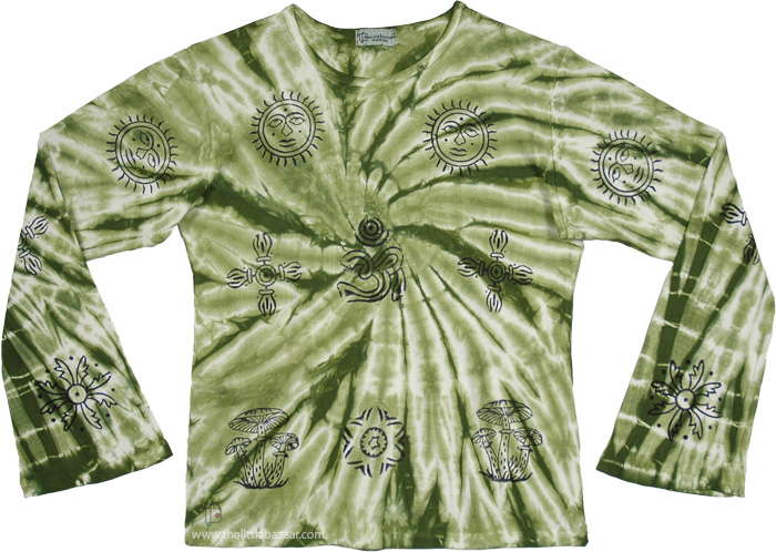 Mystic Green Spiral Universe Long Sleeve Top