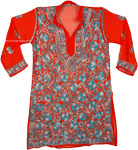 Scarlet Chikan Georgette Tunic For Women