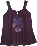 Embroidered Navy Tank Top For Women
