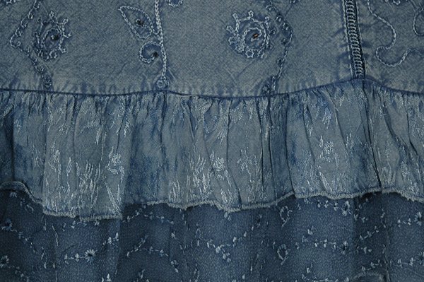 Denim Blue Sequin Embroidered Medieval Tank Top