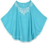 Green Blue Poncho Top for Any Season [4583]