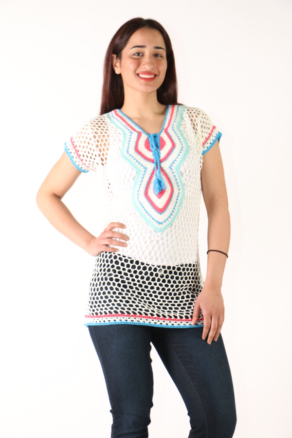 Short Sleeve Lighthearted Crochet Tunic