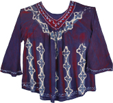 Embroidered Medieval Vintage Sleeve Top in Elm Blue